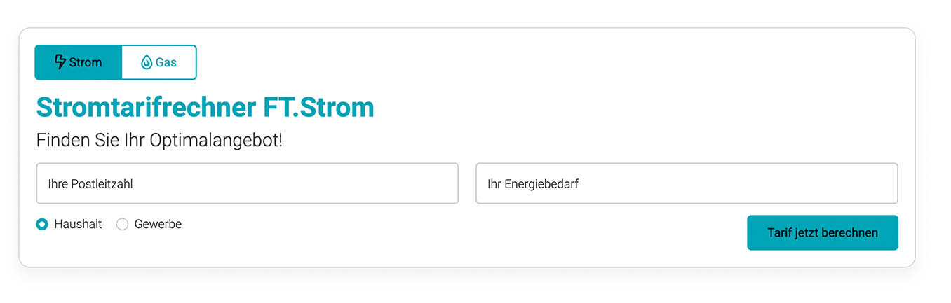 Bild vom Tarifrechner auf der Startseite
